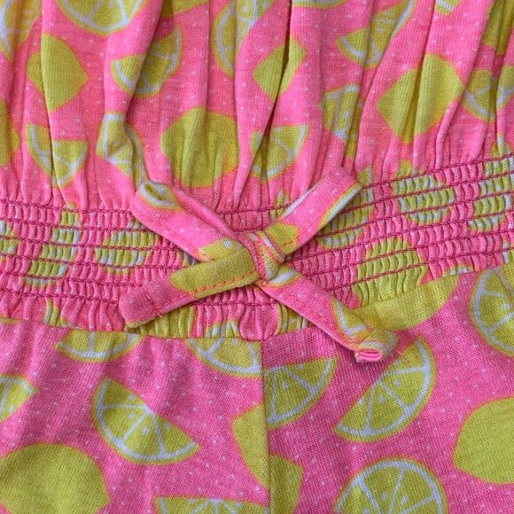 YOUNG DIMENSION Lemons Romper Girls 2-3 2T 3T Neon Pink Summer Playsuit Toddler - Picture 4 of 6